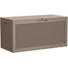 image:imageDevoko 100 Gallon Outdoor Storage Box Waterproof Resin Deck Box for Patio Furniture Lockable Container for Garden Cushions amp Pool Supplies Black 100 GallonLight Brown