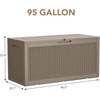 image:imageDevoko 100 Gallon Outdoor Storage Box Waterproof Resin Deck Box for Patio Furniture Lockable Container for Garden Cushions amp Pool Supplies Black 100 GallonLight Brown