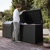 image:imageDevoko 100 Gallon Outdoor Storage Box Waterproof Resin Deck Box for Patio Furniture Lockable Container for Garden Cushions amp Pool Supplies Black 100 GallonBlack