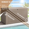 image:imageDevoko 100 Gallon Outdoor Storage Box Waterproof Resin Deck Box for Patio Furniture Lockable Container for Garden Cushions amp Pool Supplies Black 100 GallonLight Brown