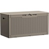 image:imageDevoko 100 Gallon Outdoor Storage Box Waterproof Resin Deck Box for Patio Furniture Lockable Container for Garden Cushions amp Pool Supplies Black 100 GallonLight Brown