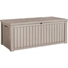 image:imageDevoko 100 Gallon Outdoor Storage Box Waterproof Resin Deck Box for Patio Furniture Lockable Container for Garden Cushions amp Pool Supplies Black 100 GallonLight Brown