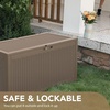 image:imageDevoko 100 Gallon Outdoor Storage Box Waterproof Resin Deck Box for Patio Furniture Lockable Container for Garden Cushions amp Pool Supplies Black 100 GallonLight Brown