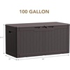 image:imageDevoko 100 Gallon Outdoor Storage Box Waterproof Resin Deck Box for Patio Furniture Lockable Container for Garden Cushions amp Pool Supplies Black 100 GallonDark Brown
