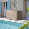 image:imageDevoko 100 Gallon Outdoor Storage Box Waterproof Resin Deck Box for Patio Furniture Lockable Container for Garden Cushions amp Pool Supplies Black 100 GallonLight Brown