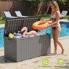 image:imageDevoko 100 Gallon Outdoor Storage Box Waterproof Resin Deck Box for Patio Furniture Lockable Container for Garden Cushions amp Pool Supplies Black 100 GallonLight Brown