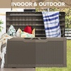 image:imageDevoko 100 Gallon Outdoor Storage Box Waterproof Resin Deck Box for Patio Furniture Lockable Container for Garden Cushions amp Pool Supplies Black 100 GallonLight Brown