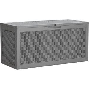 image:imageDevoko 100 Gallon Outdoor Storage Box Waterproof Resin Deck Box for Patio Furniture Lockable Container for Garden Cushions amp Pool Supplies Black 100 GallonGray