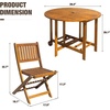 image:imageDevoko 5 PCS Patio Furniture Patio Dining Set Acacia Wood Outdoor Table and Chairs with 4 Folding Chairs and 37 Round Movable Table Outdoor Dining Set for Lawn Balcony Garden Light BrownLight Brown
