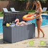 image:imageDevoko 29 Gallon Waterproof Outdoor Storage Box Resin Deck Box Lockable and UV Resistant for Patio Furniture Garden Tools Black 29 GallonGray
