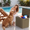 image:imageDevoko 29 Gallon Waterproof Outdoor Storage Box Resin Deck Box Lockable and UV Resistant for Patio Furniture Garden Tools Black 29 GallonLight Brown