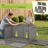 image:imageDevoko 29 Gallon Waterproof Outdoor Storage Box Resin Deck Box Lockable and UV Resistant for Patio Furniture Garden Tools Black 29 GallonLight Brown