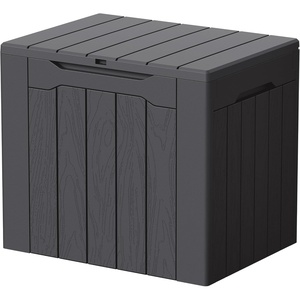 image:imageDevoko 29 Gallon Waterproof Outdoor Storage Box Resin Deck Box Lockable and UV Resistant for Patio Furniture Garden Tools Black 29 GallonGray